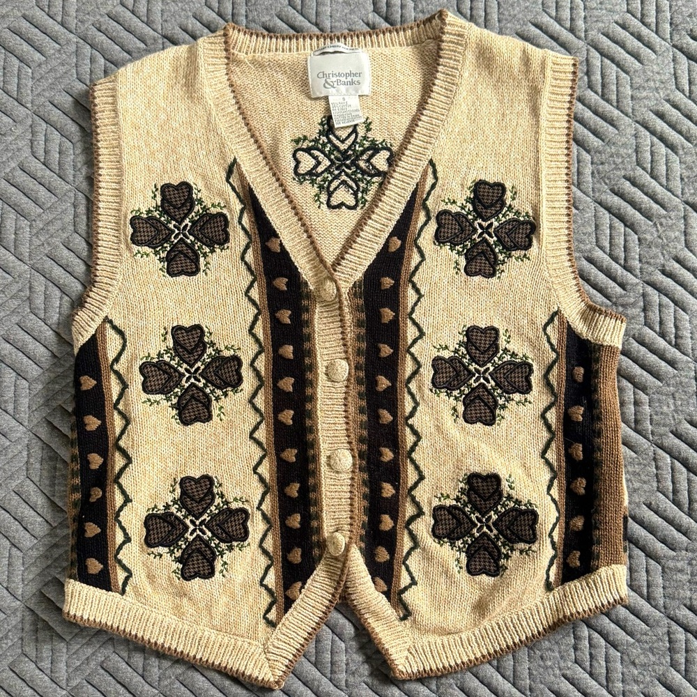 Christopher & Banks Hand Embroidered Sweater Vest - Picture 3 of 6
